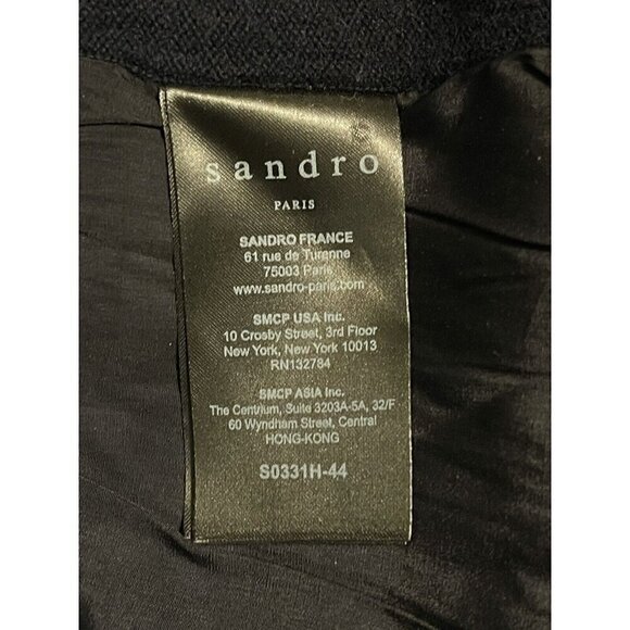 SANDRO PARIS Womens Navy Split Back Scoop Neck Cashmere Wool Sweater Sz 2 Medium - Picture 10 of 13